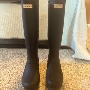 Hunter, Women’s Original Back Adjustable Black Rain Boat, size 10